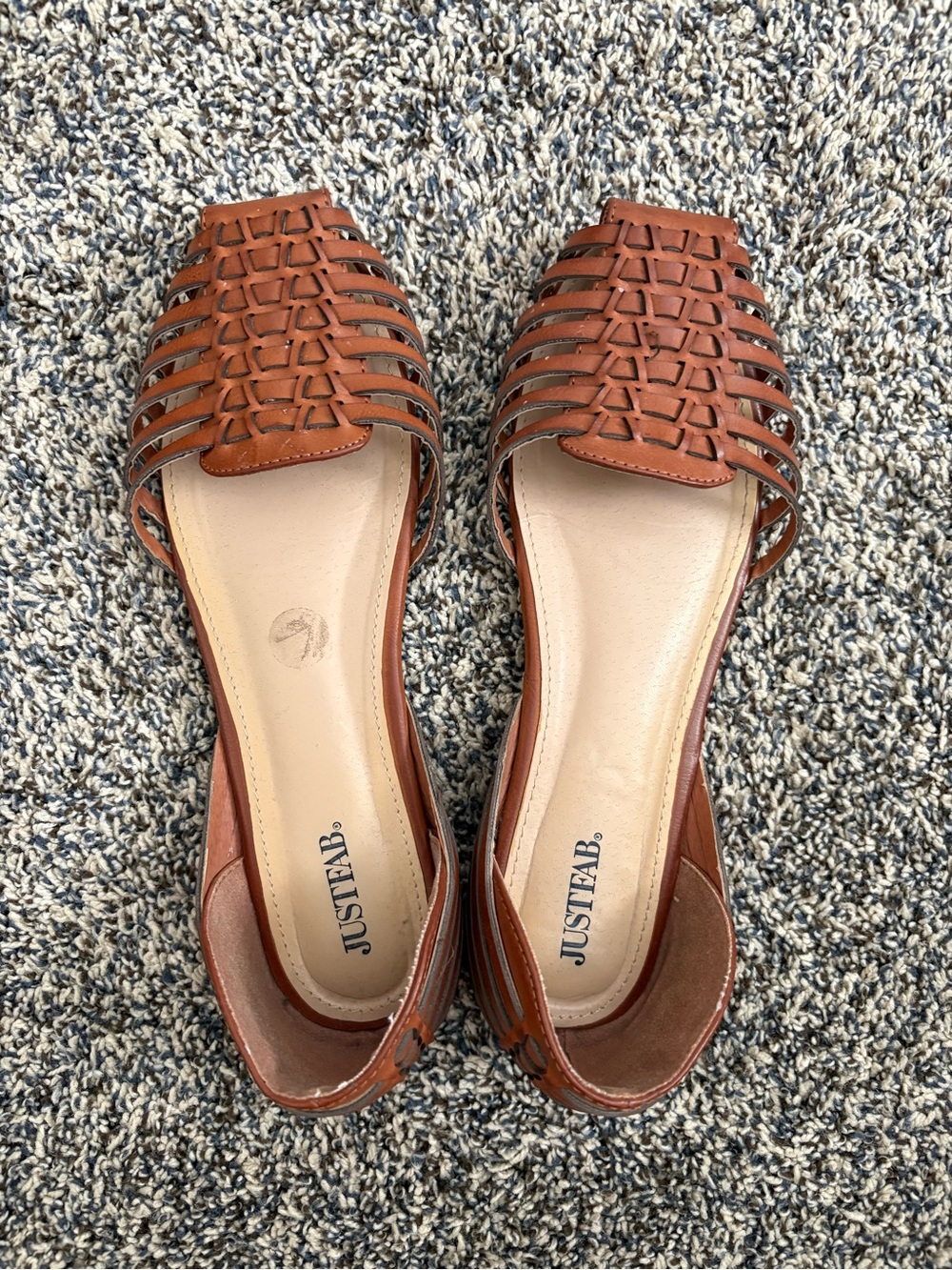 JustFab Tan Brown Woven D'Orsay Flats
